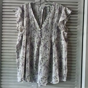 KENAR Sheer Floral Top